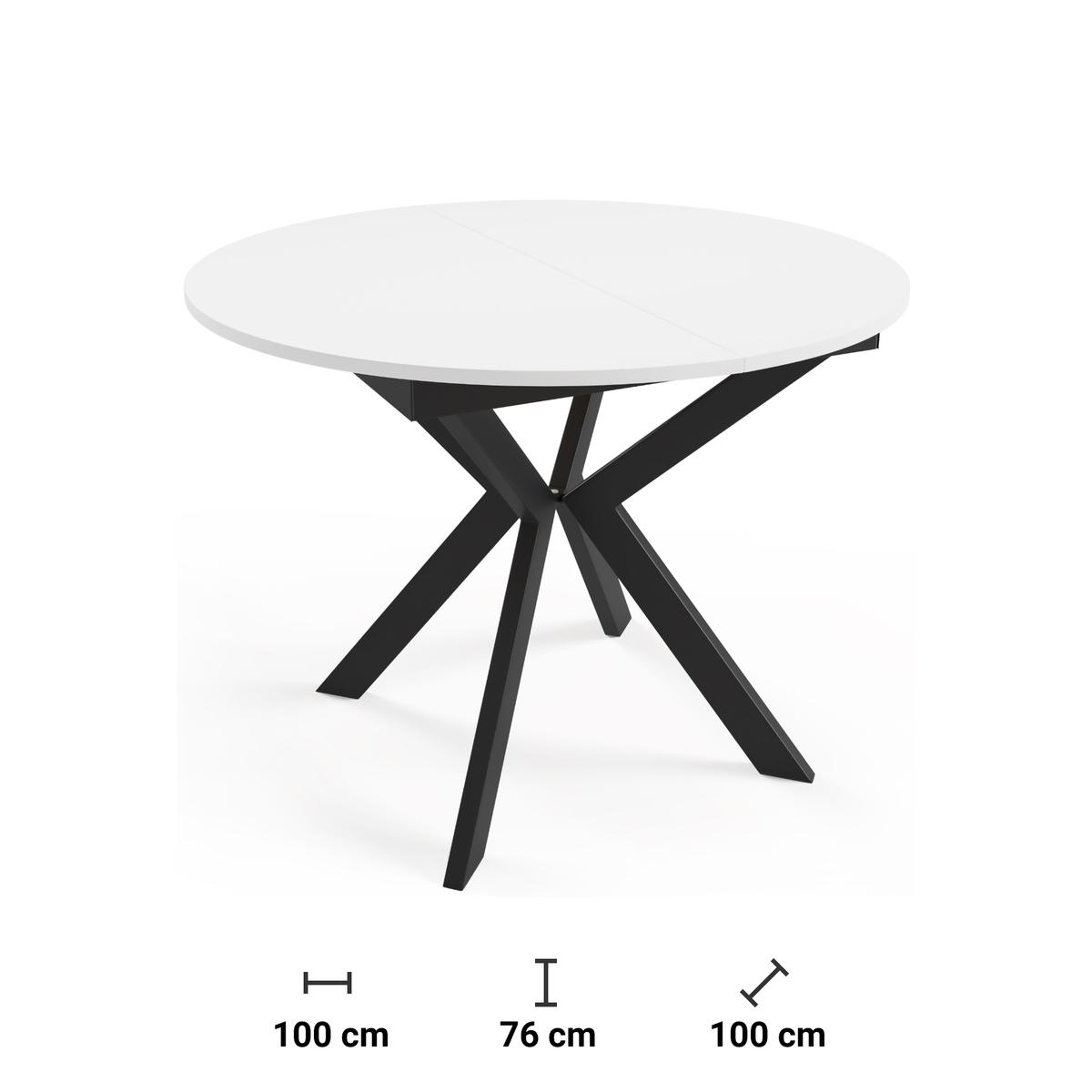 Stół rozkładany 100 cm okrągły Alberto arctic white do jadalni nr. 5