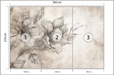 Fototapeta Do Sypialni Szare KWIATY Beton Abstrakcja Boho Dekoracja z Efektem 3D - Miniaturka zdjęcia nr 3
