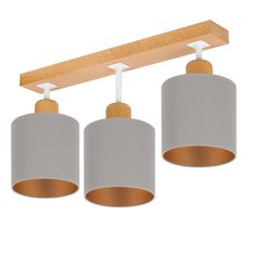 Lampa sufitowa 15 x 55 x 31 cm trzypunktowy spot z drewna gwint E27 szara do salonu - Miniaturka zdjęcia nr 1