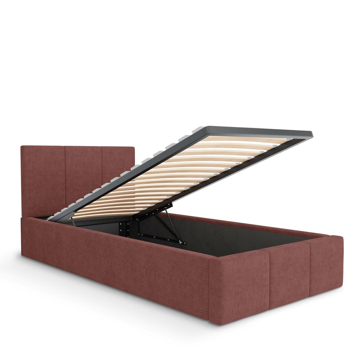 Łóżko Pojedyncze 90x200cm łóżko tapicerowane z pojemnikiem brudny róż do sypialni wezgłowie 120 cm nr. 8