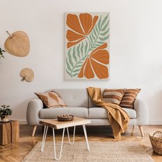 Obraz Do Salonu Pomarańczowe Kwiaty Liście Styl Boho Natura 80x120cm - Miniaturka zdjęcia nr 3