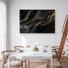 Duży Obraz Do Sypialni Czarny Marmur Styl Glamour Abstrakcja 120x80cm - Miniaturka zdjęcia nr 4