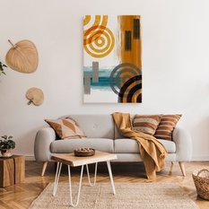 Obraz Na Płótnie Do Sypialni Styl Boho Abstrakcja Figury Geometryczne 80x120cm - Miniaturka zdjęcia nr 3