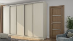 Szafa przesuwna 380x66x244 cm do sypialni okucia srebrne kaszmirowy beż - Miniaturka zdjęcia nr 1