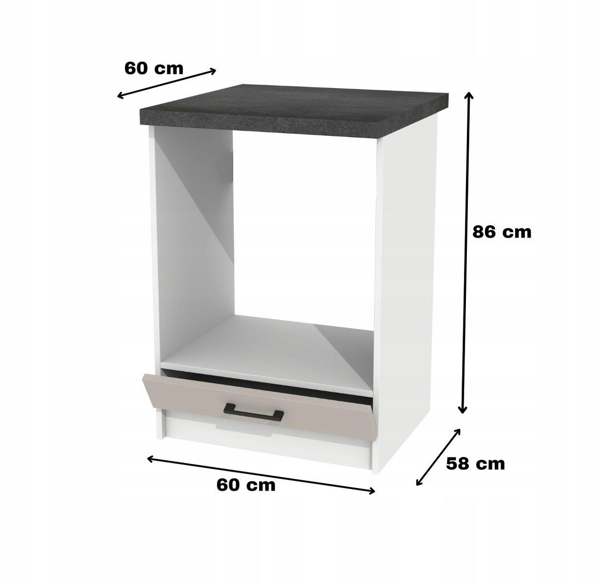 Szafka kuchenna dolna 60x86x60 cm pod piekarnik kaszmir z blatem district dark szuflada czarne uchwyty do kuchni nr. 2