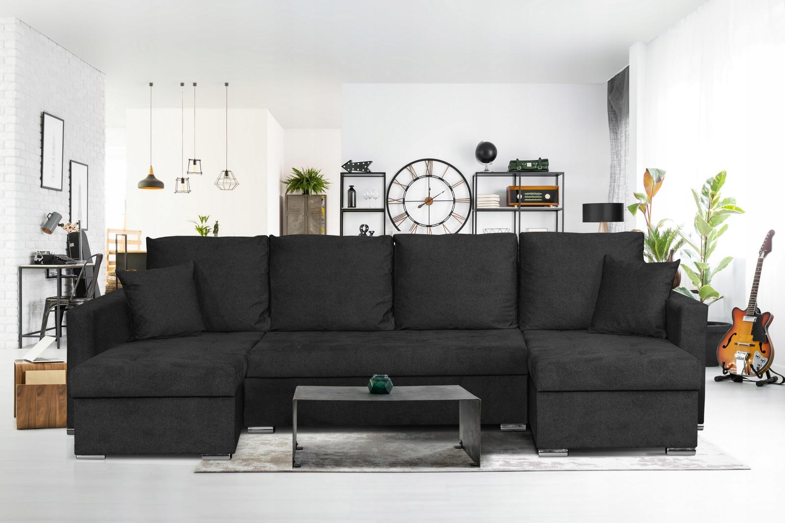 Narożnik Bella BIG 298x74x140 cm kształt U z funkcją spania i przechowywania Angel czarny nr. 9