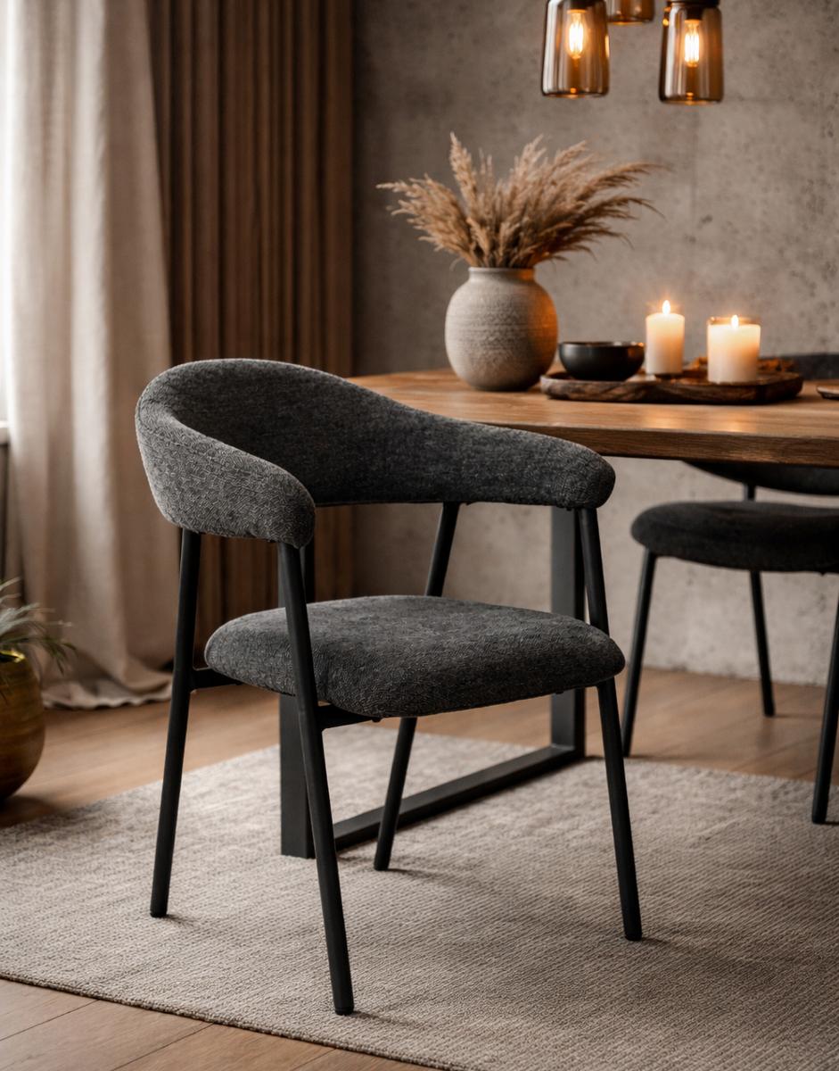 2x krzesło tapicerowane do jadalni VANO stelaż czarny, tkanina Aragon grafit cena za jedną sztukę 221,20 zł nr. 2