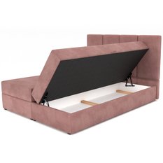 Łóżko kontynentalne 180x200x113 cm tapicerowane podwójne z materacem brudny róż  - Miniaturka zdjęcia nr 11
