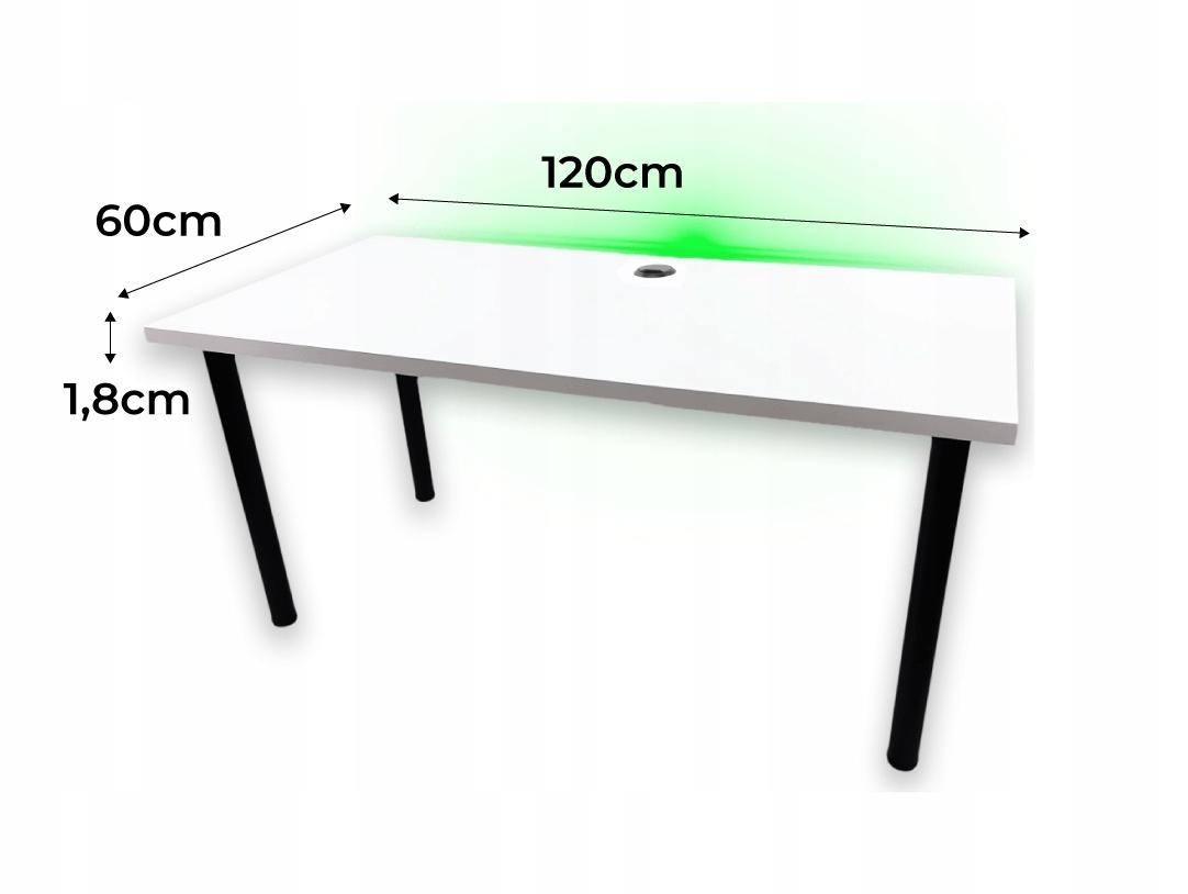 Biurko gamingowe model 2 Low 120x60x18 cm białe przepust do pokoju gracza nr. 3