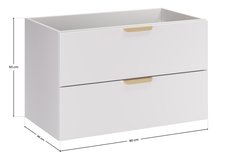 Szafka łazienkowa pod umywalkę 80 cm Aster White biała wisząca gładka 2 szuflady  - Miniaturka zdjęcia nr 5