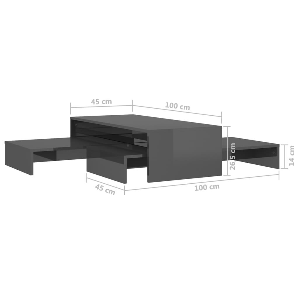 Stoliki kawowe 100x100x26,52 cm 2szt wsuwane szare z połyskiem do salonu nr. 9