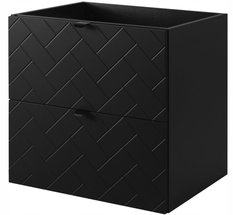 Szafka Łazienkowa MADIS 60 cm pod umywalkę wisząca frezowane szuflady czarna uchwyt czarny