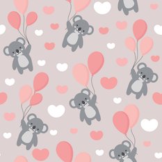 Tapeta Dla Dzieci MISIE Koala Baloniki Serduszka 53x1000  - Miniaturka zdjęcia nr 6