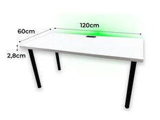 Biurko gamingowe model 2 Top 120x60x28 cm białe led przepust do pokoju gracza - Miniaturka zdjęcia nr 4