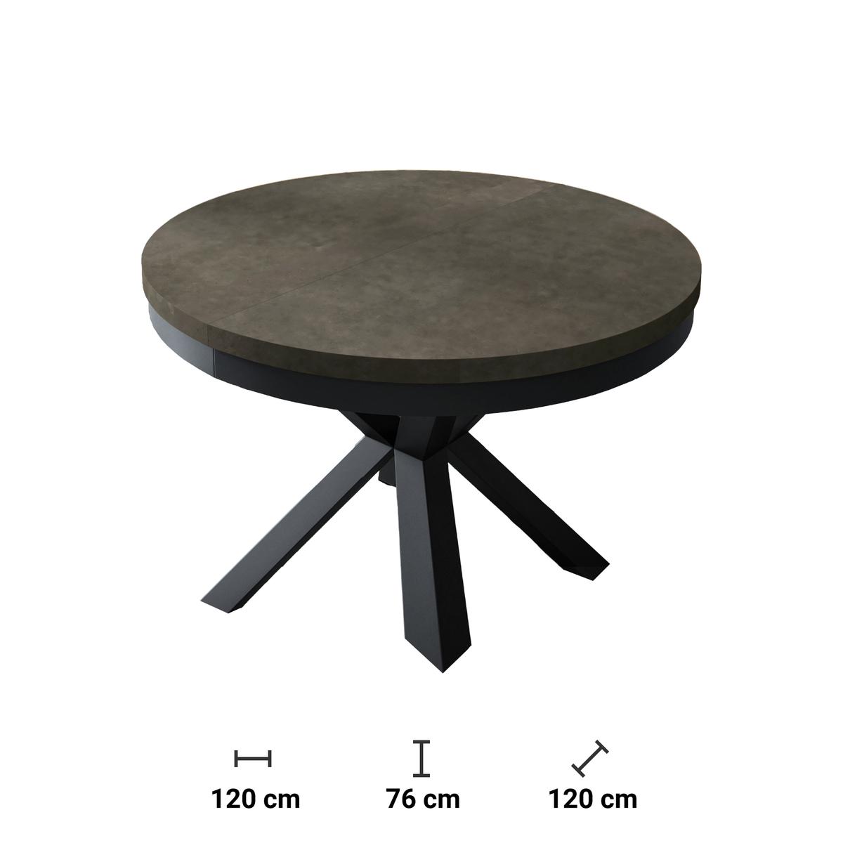 Stół rozkładany 120 cm okrągły Primo dark grey chicago concrete do jadalni nr. 3