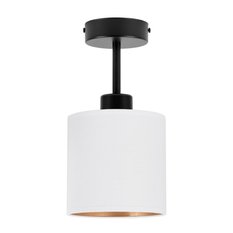 Lampa sufitowa 15x15x30 cm jednopunktowy spot z abażurem gwint E27 czarna z białym abażurem do salonu - Miniaturka zdjęcia nr 3