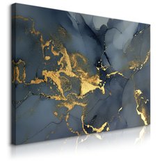 Obraz Do Salonu Czarno-Złota Abstrakcja Imitacja Marmuru Glamour 120x80cm - Miniaturka zdjęcia nr 1