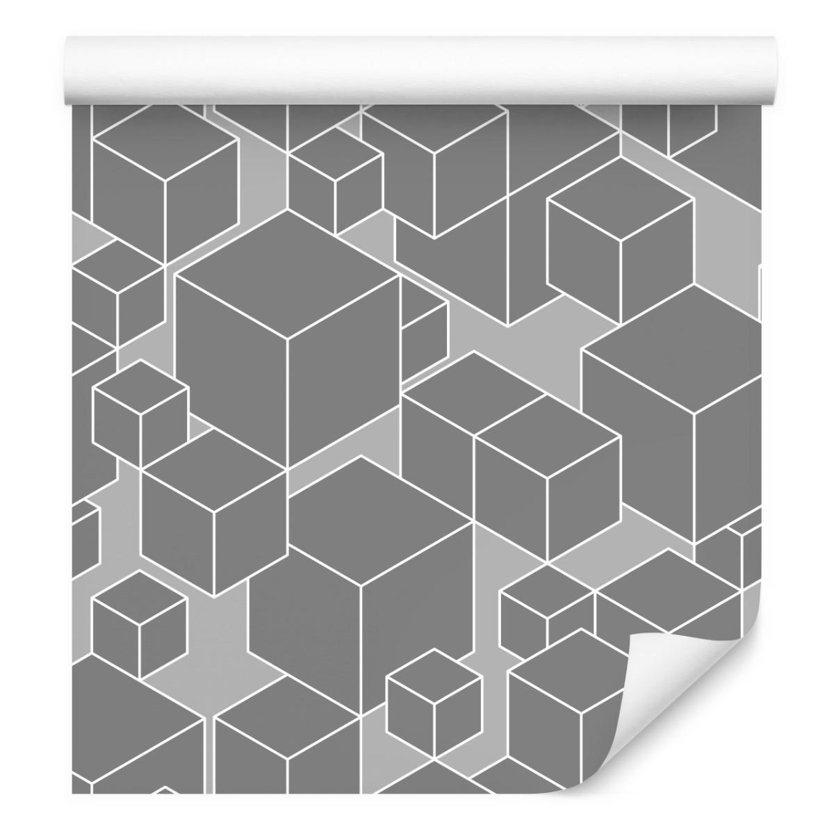 Tapeta Do Salonu Wzór GEOMETRYCZNY Szare Sześciany 53x1000  nr. 3