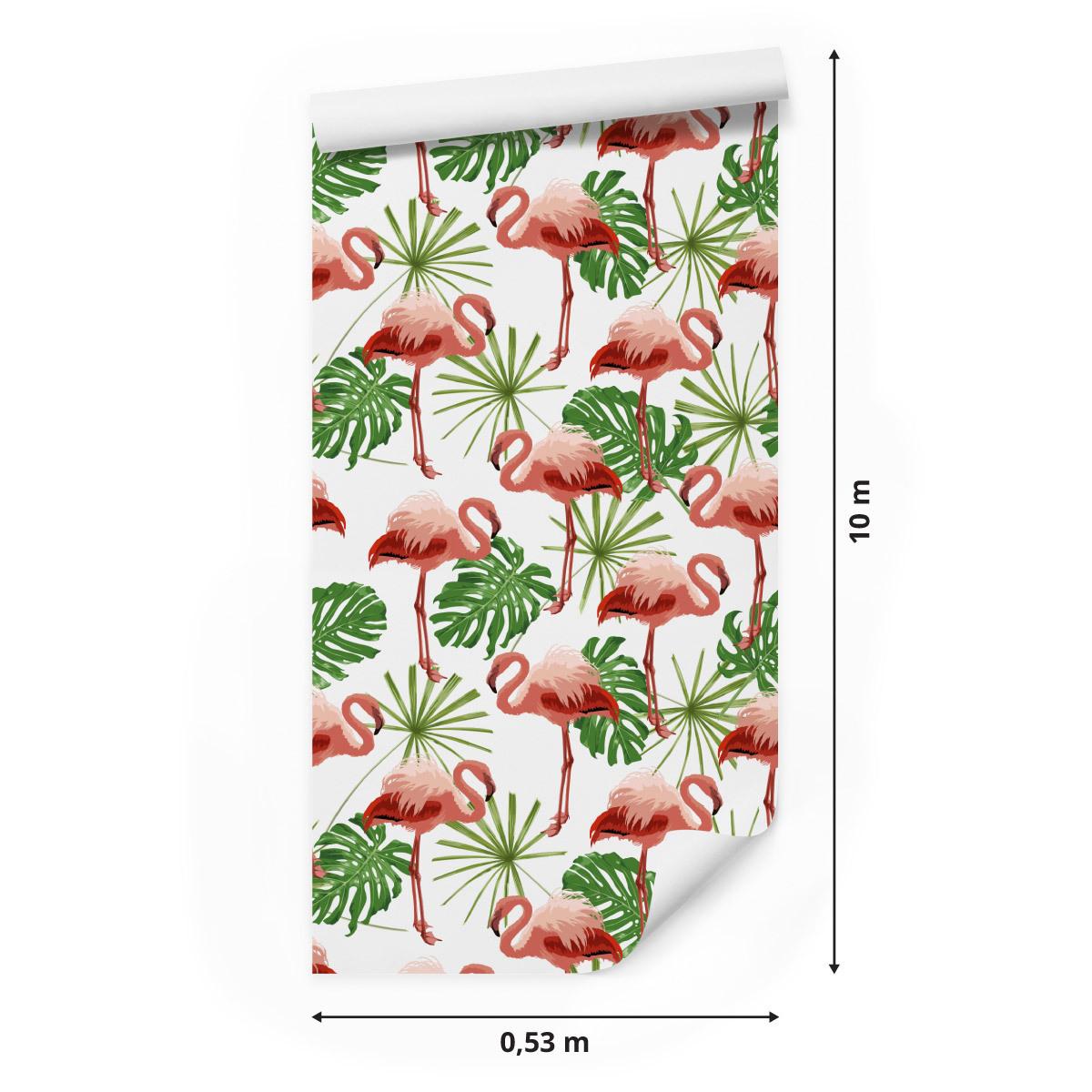 Tapeta we flamingi liście zieleń natura, sypialnia  nr. 2