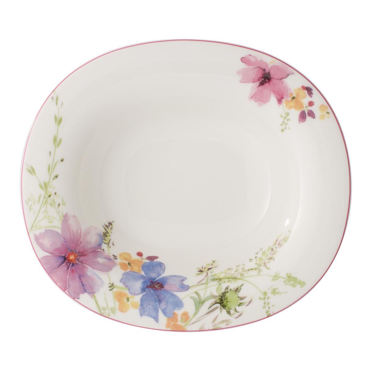 Talerz głęboki 24x21 cm owalny Mariefleur Basic Villeroy & Boch biały ze wzorem do jadalni