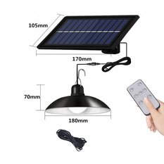 Lampa 18 cm solarna żyrandol z pilotem do ogrodu czarna  - Miniaturka zdjęcia nr 5