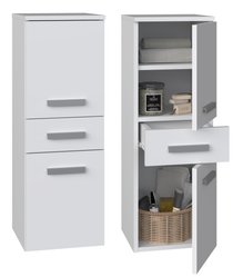 Szafka łazienkowa NEL V DDS 85x30x30 cm z drzwiami oraz szufladą do łazienki biały mat - Miniaturka zdjęcia nr 1