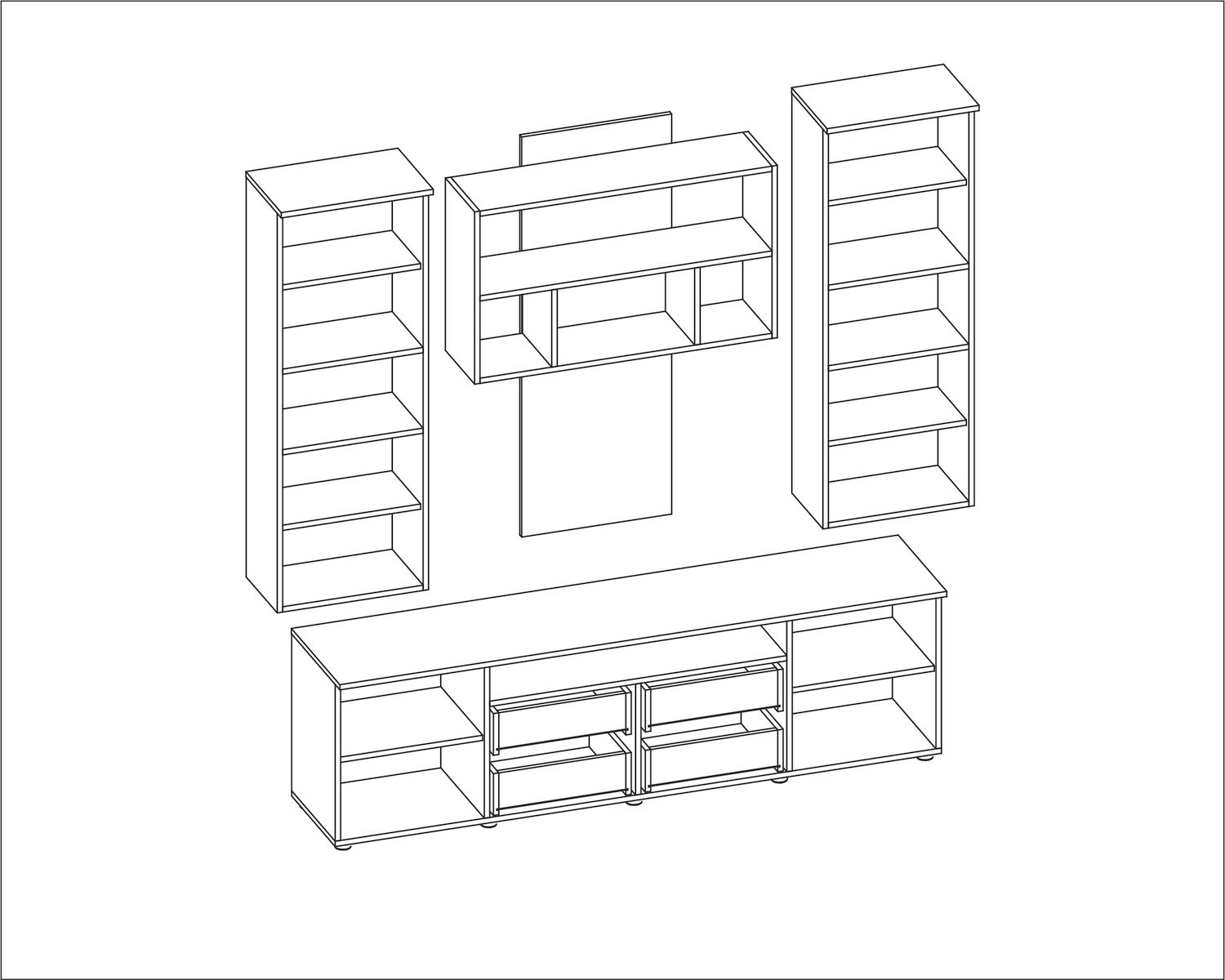 Meblościanka WENUS 200x200x44 cm zestaw mebli do salonu RTV Sonoma Ciemna Wiąz Trufel MDF  nr. 3