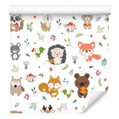 Tapeta Do Pokoju Dzieci ZWIERZĄTKA LEŚNE Roślinki  - Miniaturka zdjęcia nr 6