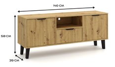 Szafka RTV Scandi 58x140x39 cm do salonu dąb artisan - Miniaturka zdjęcia nr 3