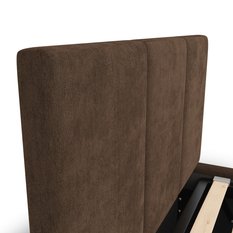 Łóżko Pojedyncze 90x200cm łóżko tapicerowane z pojemnikiem brązowe do sypialni wezgłowie 110 cm - Miniaturka zdjęcia nr 8