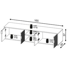 Szafka RTV 165x40x50 cm Flinn z półkami i szafkami biały mat do salonu - Miniaturka zdjęcia nr 5