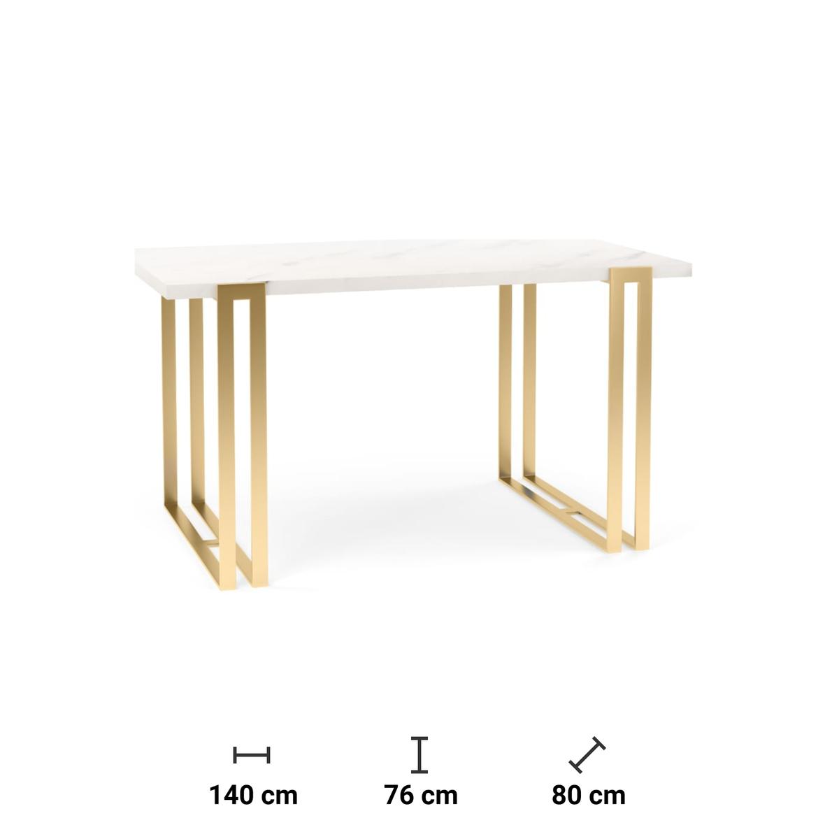 Stół rozkładany 140x80x76 cm prostokątny Timberline złoty marmur bianco do jadalni nr. 5