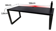 Biurko gamingowe model 3 Low 136x66x2.8 cm czarne loftowe led przepust stabilne hub do pokoju gracza - Miniaturka zdjęcia nr 2