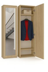 Szafa z lustrem DUO 180x50x35 cm do przedpokoju wąska dąb cremona - Miniaturka zdjęcia nr 1