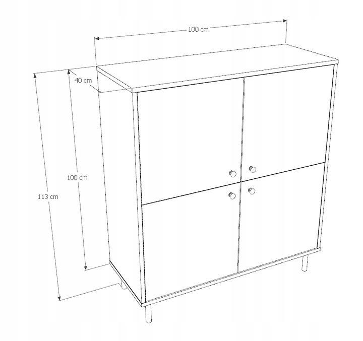 Wysoka komoda NOMI 100x40x113 cm czterodrzwiowa do salonu złote nogi kaszmir loft nr. 3