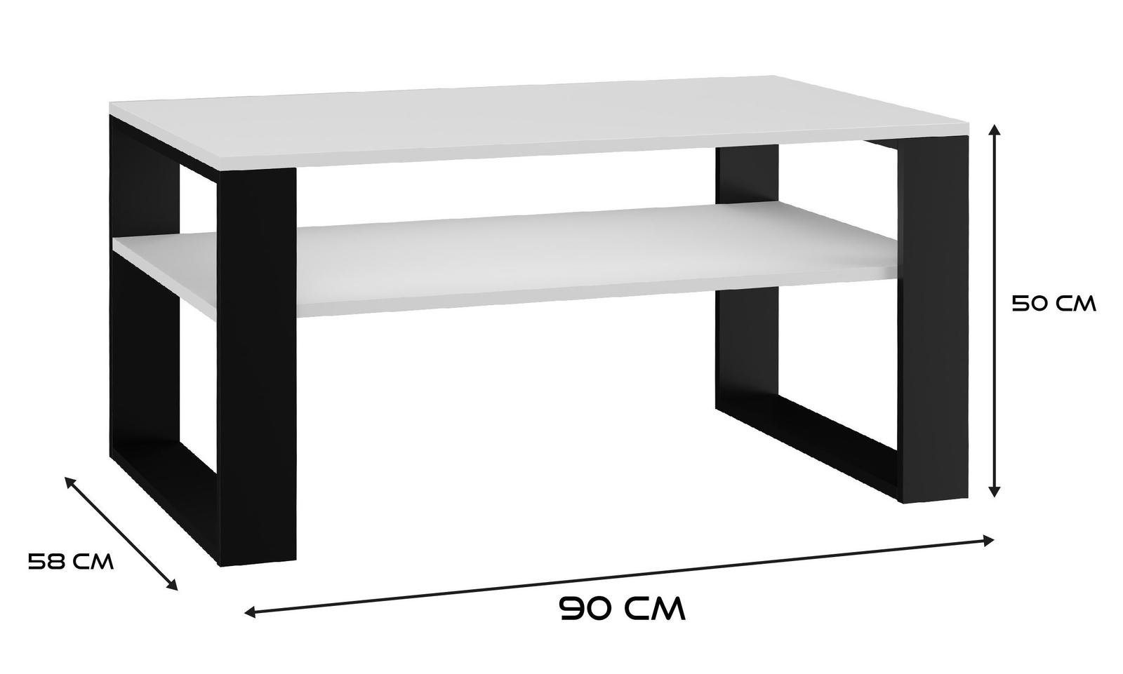 Stolik kawowy ława Modern 1P 58x 90x50 cm nowoczesny  biało-czarny do salonu nr. 5