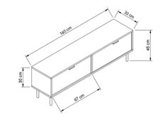 Szafka stojąca RTV AURA 140x33x30 cm na nóżkach do salonu kaszmir - Miniaturka zdjęcia nr 4