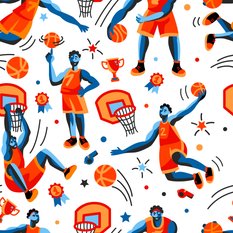 Tapeta KOSZYKÓWKA Pop-Art Piłka Sport Koszykarze  - Miniaturka zdjęcia nr 4