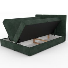 Łóżko kontynentalne 160x200x113 cm tapicerowane podwójne z materacem butelkowa zieleń - Miniaturka zdjęcia nr 12