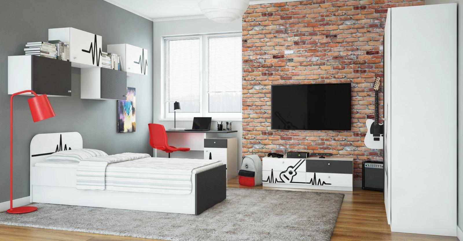 Szafka duo MUSIC 120x40 cm biało szara wisząca młodziezowa dla dziecka  nr. 2