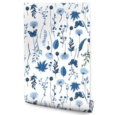 Tapeta Do Sypialni Niebieskie POLNE Kwiaty Motyle 53x1000  - Miniaturka zdjęcia nr 1