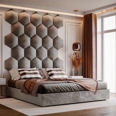 Panele tapicerowane 26x30 hexagon magic velvet szary - Miniaturka zdjęcia nr 3