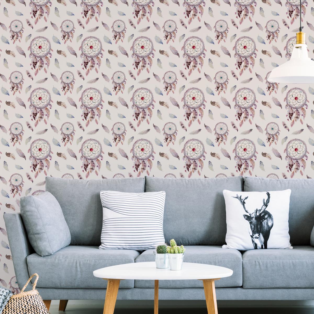Tapeta Do Sypialni ŁAPACZE SNÓW Boho Pióra Ozdoba  nr. 5