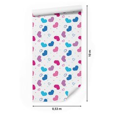 Tapeta Dla Dziewczynki Kolorowe SERDUSZKA Kropki 53x1000  - Miniaturka zdjęcia nr 3