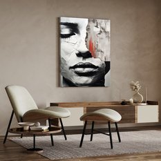 Obraz Do Sypialni Abstrakcyjny PORTRET Kobiety Usta Beton Mur 80x120cm - Miniaturka zdjęcia nr 3