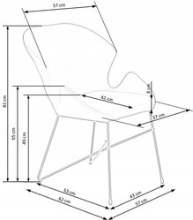 Krzesło tapicerowane K458 57x62x82 cm do salonu jadalni popielaty - Miniaturka zdjęcia nr 6