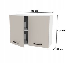 Szafka kuchenna górna wisząca 80x57x30 cm kaszmir do zestawu czarne uchwyty do kuchni - Miniaturka zdjęcia nr 2