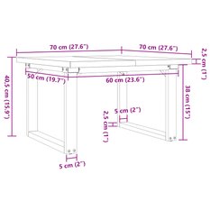 Stolik kawowy 70x70x40,5 cm z czworokątnymi nogami lite drewno sosnowe do salonu - Miniaturka zdjęcia nr 10