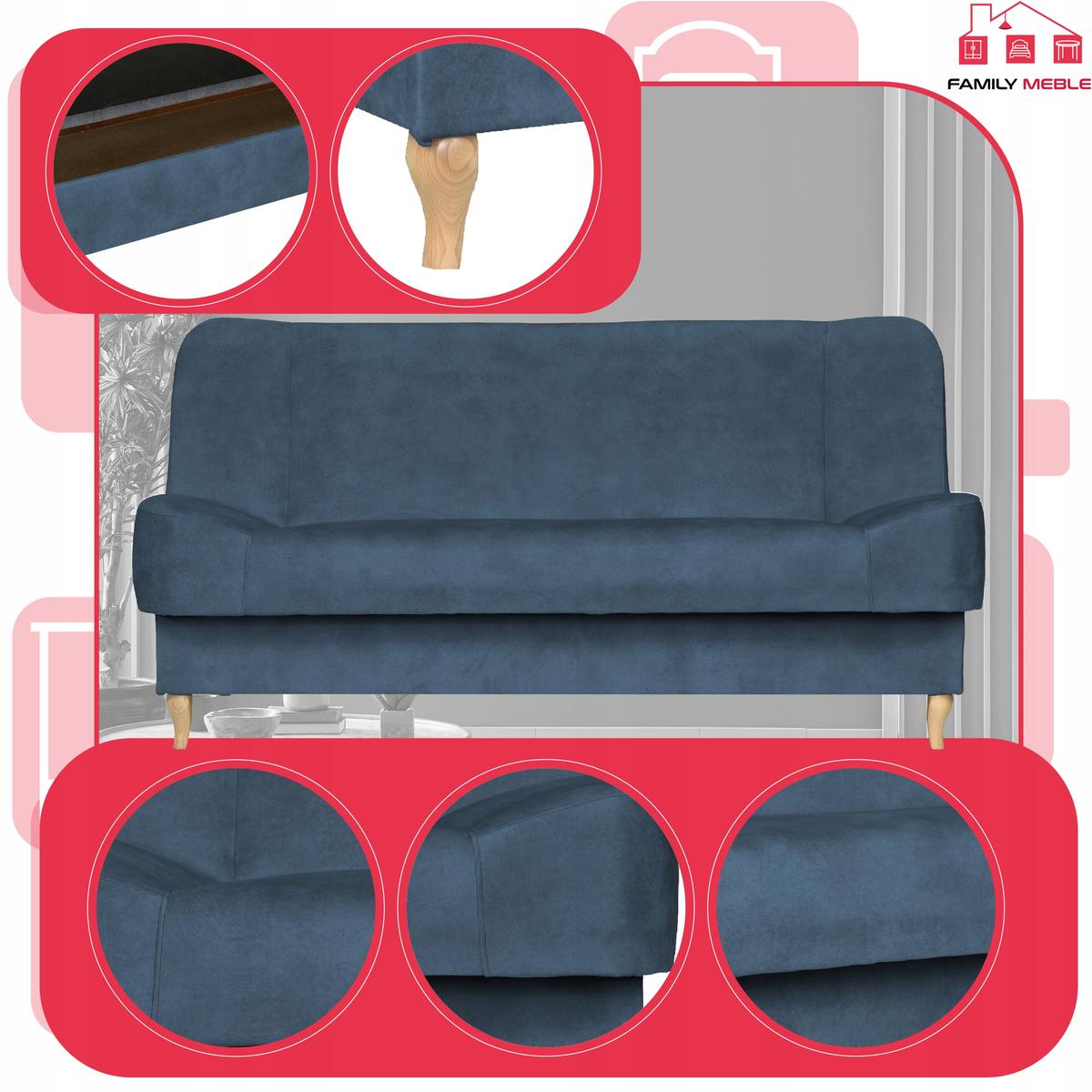 Wersalka SARA 200x95 cm niebieski rozkładana kanapa z pojemnikiem sofa do salonu Aura nr. 4