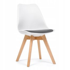 Krzesło skandynawskie z poduszką DUBLIN nowoczesne biało szare